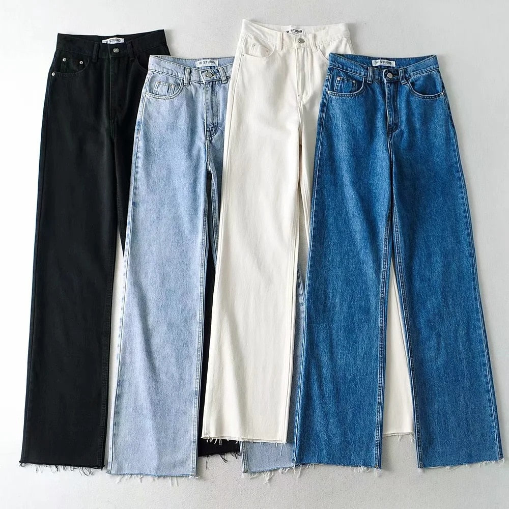 Wide Leg Pant Women Jeans Autumn Winter High Waist Slouchy Black Straight Leg Denim Trouser Fall 2022 Casual High Street Clothes