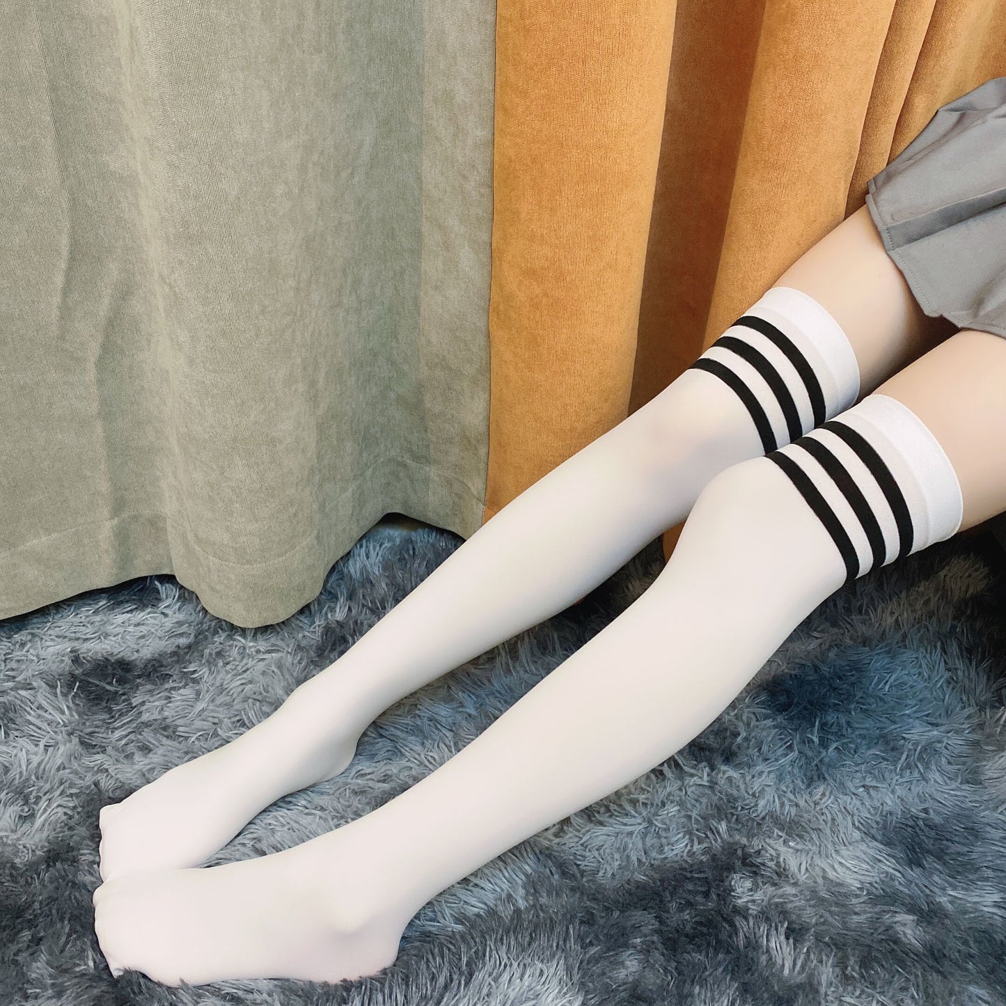 New Sexy Medias Black White Striped Long Socks Women Over Knee Thigh High Over The Knee Stockings Ladies Girls Warm Knee Socks