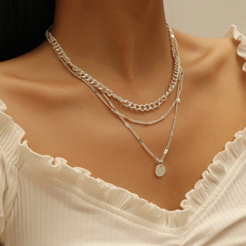 vintage necklace on neck Gold chain Women&#39;s jewelry layered accesories for girls clothing aesthetic Gifts fashion Pendant 2022