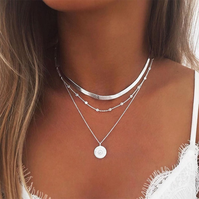 vintage necklace on neck Gold chain Women&#39;s jewelry layered accesories for girls clothing aesthetic Gifts fashion Pendant 2022