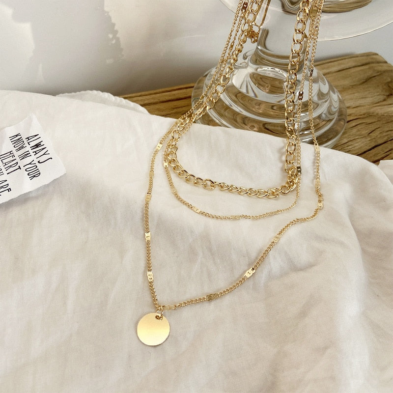 vintage necklace on neck Gold chain Women&#39;s jewelry layered accesories for girls clothing aesthetic Gifts fashion Pendant 2022